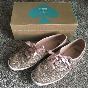 kate spade Rose Gold Glitter Keds Size 9